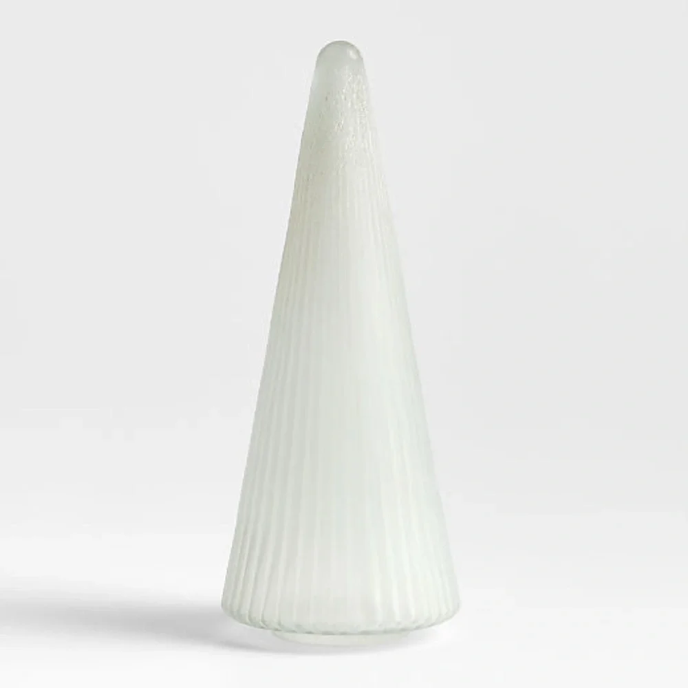 New! Crate&Barrel Winter Wonderland Frosted Ribbed Glass Holiday Tree 12”